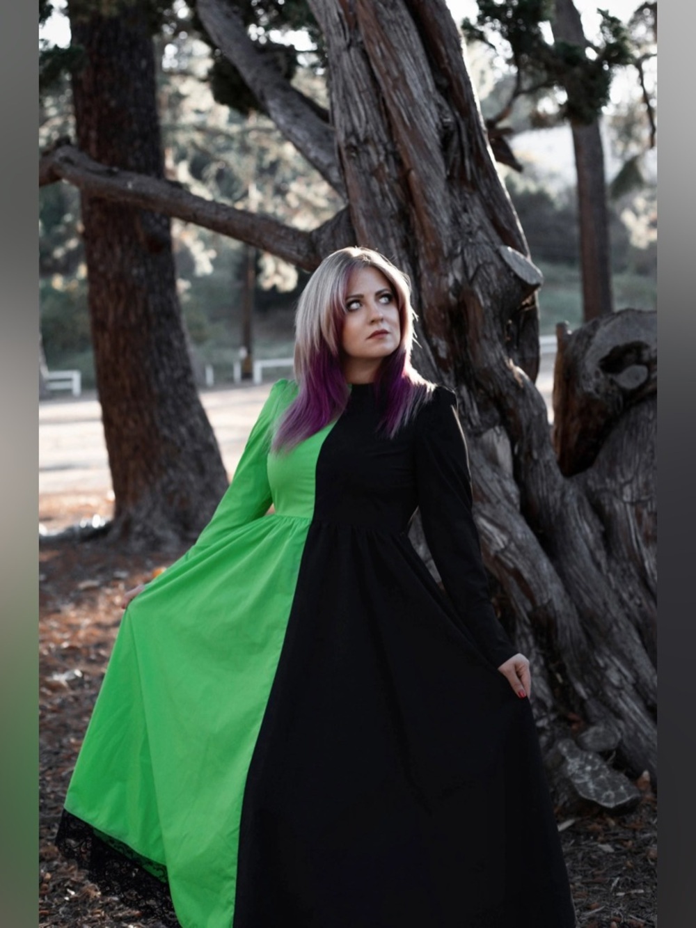 Lively Ghosts Two-Tone Green & Black Long Sleeve Maxi Dress plus size 2XL NWT - Picture 4 of 14